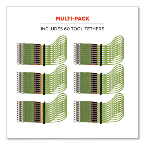 Picture of Squids 3713 Elastic Loop Tool Tails with Swiveling D-Rings, 10 lb Max Working Capacity, 15" Long, 3/Pack, 20 Packs/Carton