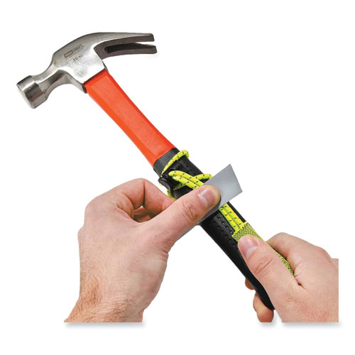 Picture of Squids 3703 Elastic Loop Tool Tails with D-Rings, 15 lb Max Working Capacity, 15" Long, Lime, 3/Pack, 20 Packs/Carton