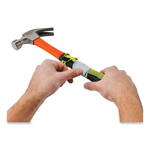 Picture of Squids 3703 Elastic Loop Tool Tails with D-Rings, 15 lb Max Working Capacity, 15" Long, Lime, 3/Pack, 20 Packs/Carton