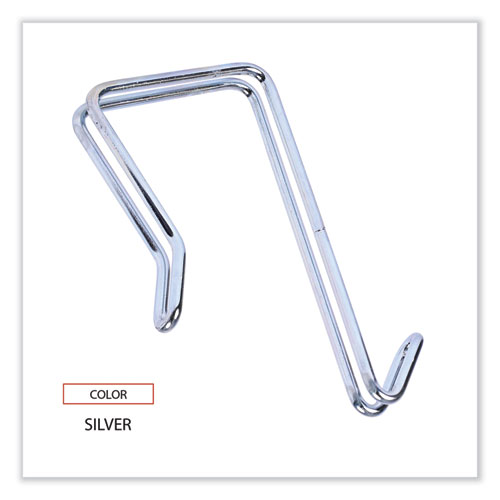 Picture of Single Sided Partition Garment Hook, Steel, 0.5 x 3.13 x 4.75, Over-the-Door/Over-the-Panel Mount, Silver, 2/Pack