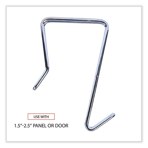 Picture of Single Sided Partition Garment Hook, Steel, 0.5 x 3.13 x 4.75, Over-the-Door/Over-the-Panel Mount, Silver, 2/Pack