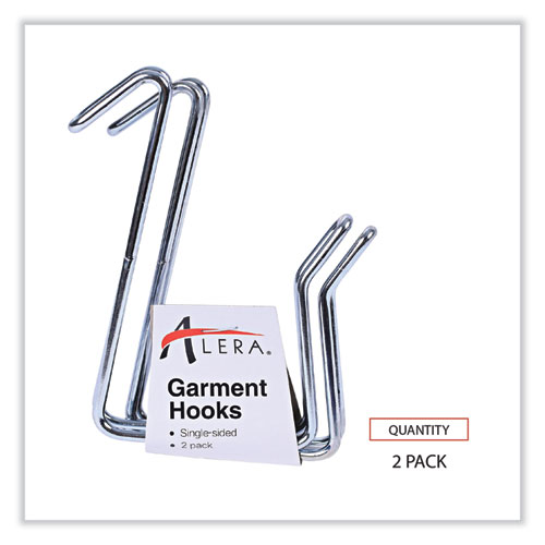 Picture of Single Sided Partition Garment Hook, Steel, 0.5 x 3.13 x 4.75, Over-the-Door/Over-the-Panel Mount, Silver, 2/Pack