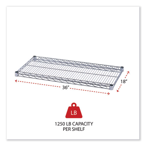 Picture of Industrial Wire Shelving Extra Wire Shelves, 36w x 18d, Silver, 2 Shelves/Carton