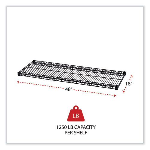 Picture of Industrial Wire Shelving Extra Wire Shelves, 48w x 18d, Black, 2 Shelves/Carton