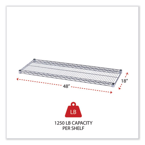 Picture of Industrial Wire Shelving Extra Wire Shelves, 48w x 18d, Silver, 2 Shelves/Carton