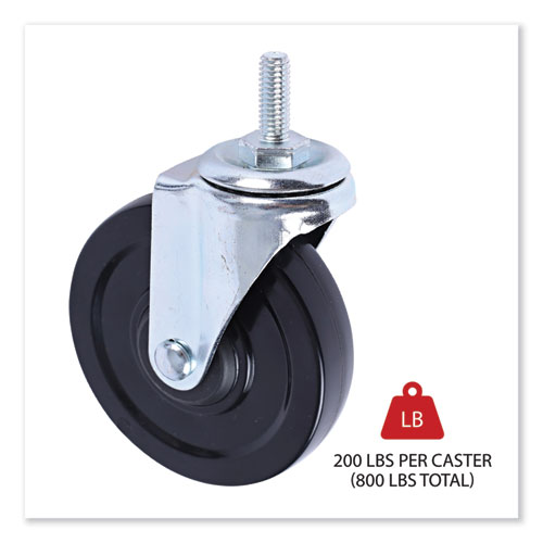 Picture of Optional Casters for Wire Shelving, Grip Ring Type K Stem, 4" Wheel, Black/Silver, 4/Set (2 Locking)