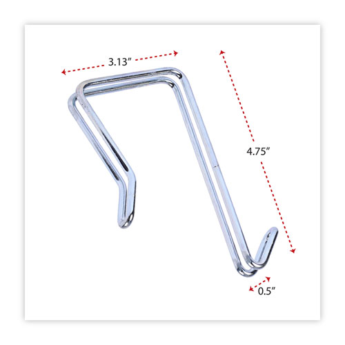 Picture of Single Sided Partition Garment Hook, Steel, 0.5 x 3.13 x 4.75, Over-the-Door/Over-the-Panel Mount, Silver, 2/Pack