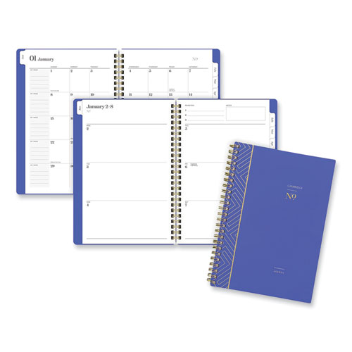 Picture of Workstyle Weekly/Monthly Planner, Classic Geometric Artwork, 8.5 x 5.5, Blue/Gold Cover, 12-Month (Jan to Dec): 2023