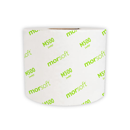 Picture of Morsoft Controlled Bath Tissue, Septic Safe, 2-Ply, White, Band-Wrapped, 500 Sheets/Roll, 24 Rolls/Carton