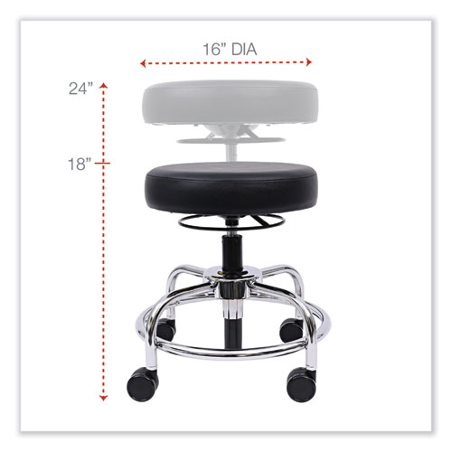 Picture of Alera HL Series Height-Adjustable Utility Stool, Backless, Supports Up to 300 lb, 24" Seat Height, Black Seat, Chrome Base