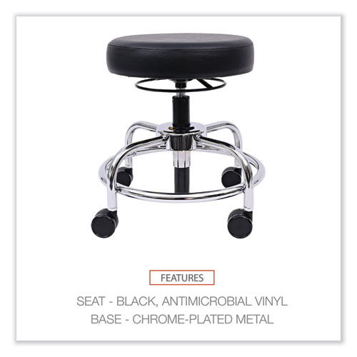 Picture of Alera HL Series Height-Adjustable Utility Stool, Backless, Supports Up to 300 lb, 24" Seat Height, Black Seat, Chrome Base