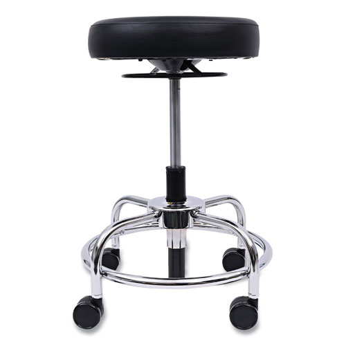 Picture of Alera HL Series Height-Adjustable Utility Stool, Backless, Supports Up to 300 lb, 24" Seat Height, Black Seat, Chrome Base