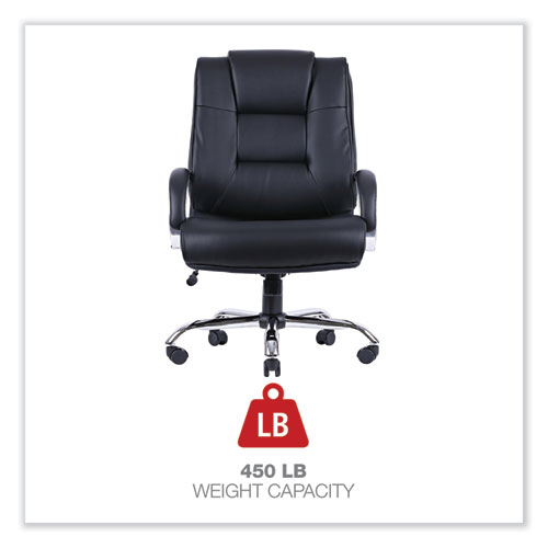 Picture of Alera Ravino Big/Tall High-Back Bonded Leather Chair, Headrest, Supports 450 lb, 20.07" to 23.74" Seat, Black, Chrome Base