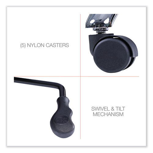 Picture of Alera Ravino Big/Tall High-Back Bonded Leather Chair, Headrest, Supports 450 lb, 20.07" to 23.74" Seat, Black, Chrome Base