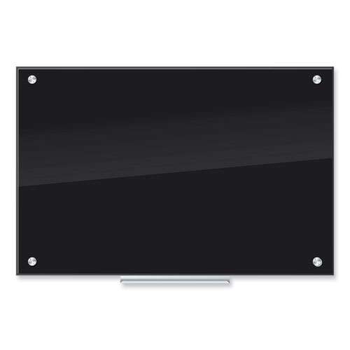 Picture of Black Glass Dry Erase Board, 35 x 23, Black Surface