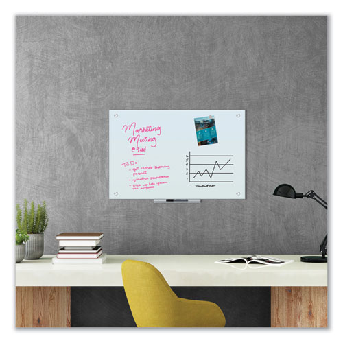 Picture of Glass Dry Erase Board, 36" x 24" (Actual Size: 35" x 23"), White Surface