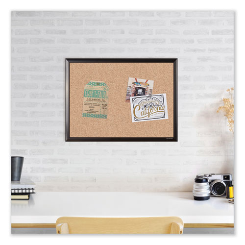 Picture of Cork Bulletin Board with Aluminum Frame, 72" x 48" (Actual Size: 70" x 47"), Tan Surface, Black Aluminum Frame