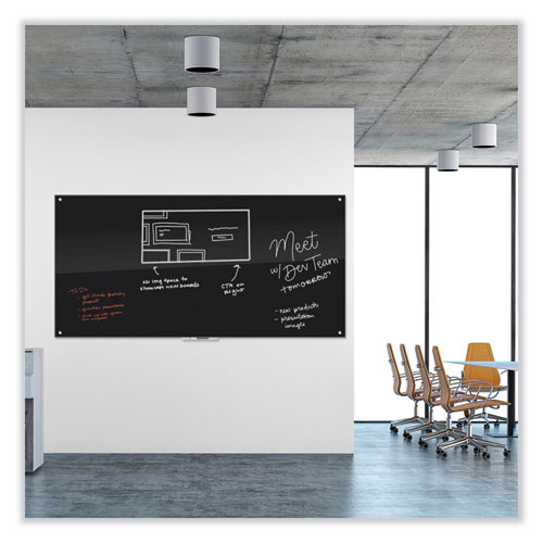 Picture of Black Glass Dry Erase Board, 96" X 48" (Actual Size: 95" x 47"), Black Surface