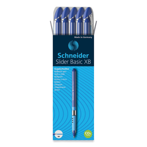 Picture of Slider Basic Ballpoint Pen, Stick, Extra-Bold 1.4 mm, Blue Ink, Blue Barrel, 10/Box