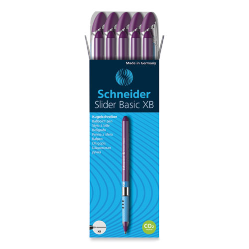 Picture of Slider Basic Ballpoint Pen, Stick, Extra-Bold 1.4 mm, Violet Ink, Violet Barrel, 10/Box