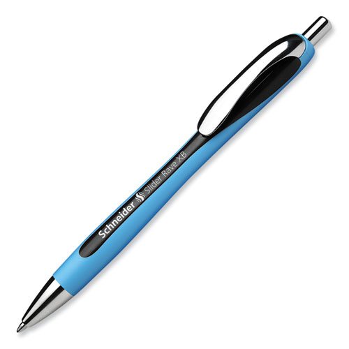 Picture of Slider Rave XB Ballpoint Pen, Retractable, Extra-Bold 1.4 mm, Black Ink, Black/Light Blue Barrel