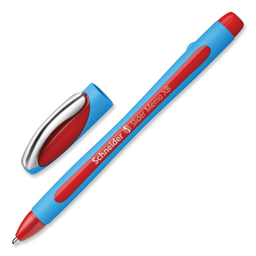 Picture of Slider Memo XB Ballpoint Pen, Stick, Extra-Bold 1.4 mm, Red Ink, Red/Light Blue Barrel, 10/Box