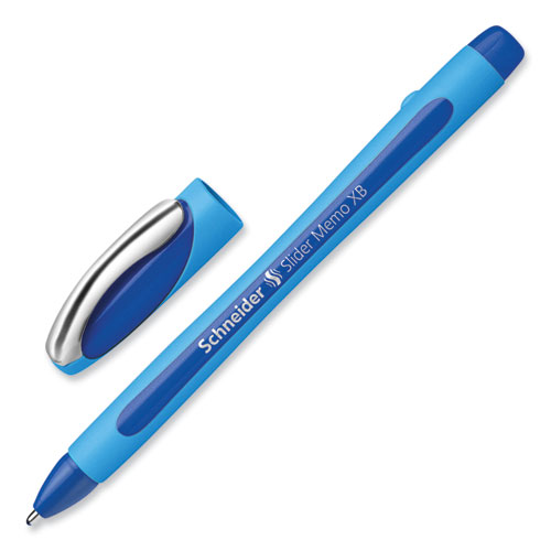 Picture of Slider Memo XB Ballpoint Pen, Stick, Extra-Bold 1.4 mm, Blue Ink, Blue/Light Blue Barrel, 10/Box