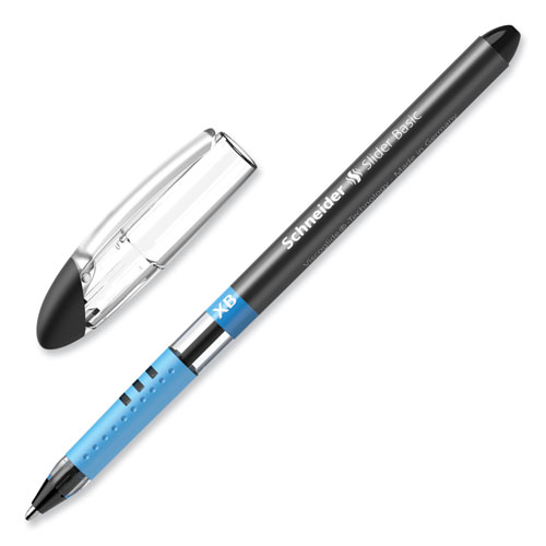 Picture of Slider Basic Ballpoint Pen, Stick, Extra-Bold 1.4 mm, Black Ink, Black Barrel, 10/Box