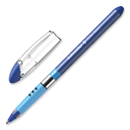 Picture of Slider Basic Ballpoint Pen, Stick, Extra-Bold 1.4 mm, Blue Ink, Blue Barrel, 10/Box