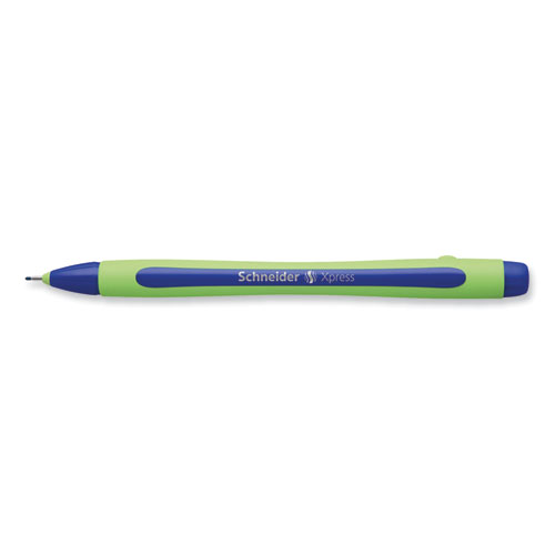 Picture of Xpress Fineliner Porous Point Pen, Stick, Medium 0.8 mm, Blue Ink, Blue/Green Barrel, 10/Box