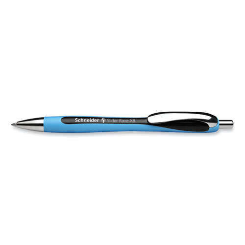 Picture of Slider Rave XB Ballpoint Pen, Retractable, Extra-Bold 1.4 mm, Black Ink, Black/Light Blue Barrel