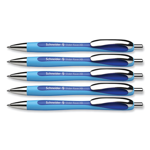 Picture of Slider Rave XB Ballpoint Pen, Retractable, Extra-Bold 1.4 mm, Blue Ink, Blue/Light Blue Barrel