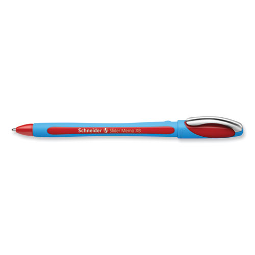 Picture of Slider Memo XB Ballpoint Pen, Stick, Extra-Bold 1.4 mm, Red Ink, Red/Light Blue Barrel, 10/Box