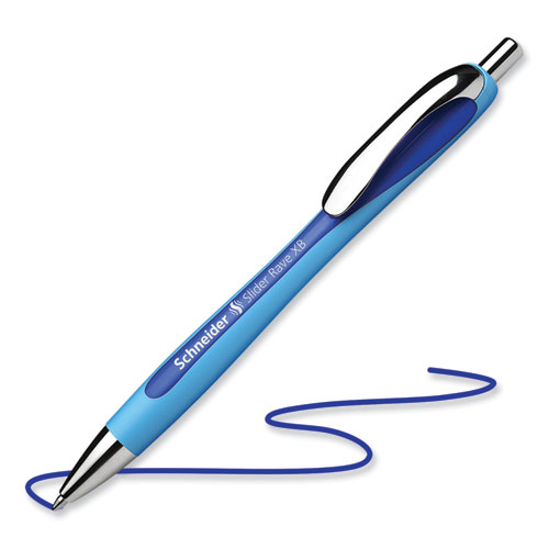 Picture of Slider Rave XB Ballpoint Pen, Retractable, Extra-Bold 1.4 mm, Blue Ink, Blue/Light Blue Barrel