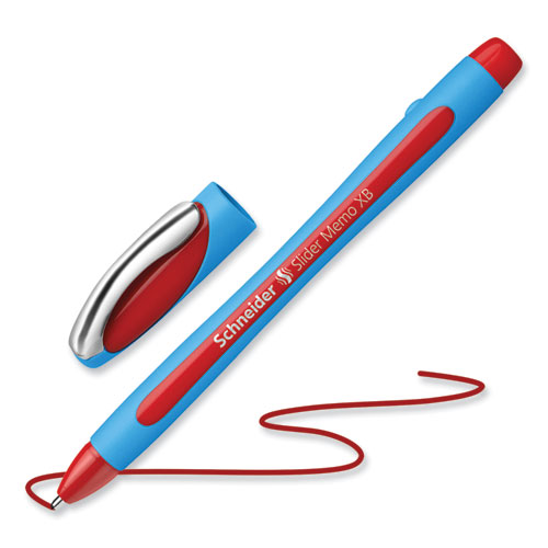 Picture of Slider Memo XB Ballpoint Pen, Stick, Extra-Bold 1.4 mm, Red Ink, Red/Light Blue Barrel, 10/Box