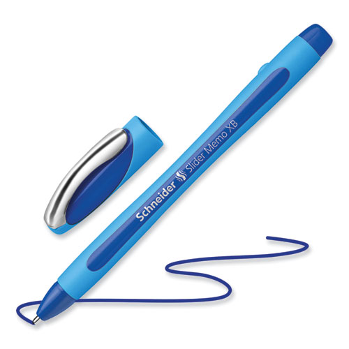 Picture of Slider Memo XB Ballpoint Pen, Stick, Extra-Bold 1.4 mm, Blue Ink, Blue/Light Blue Barrel, 10/Box