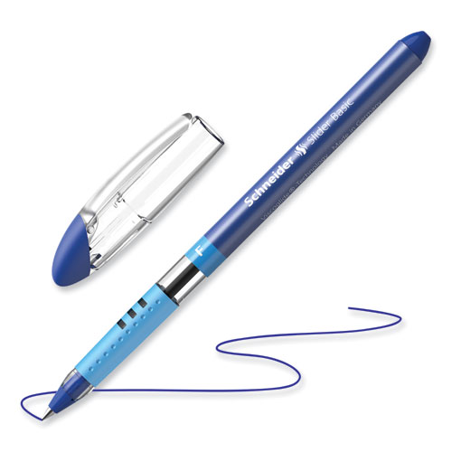 Picture of Slider Basic Ballpoint Pen, Stick, Fine 0.7 mm, Blue Ink, Blue Barrel, 10/Box