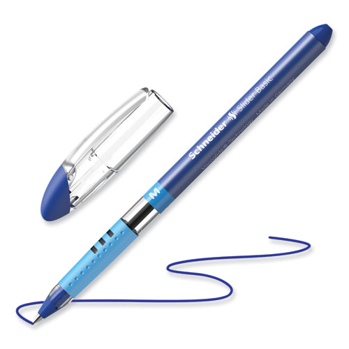 Picture of Slider Basic Ballpoint Pen, Stick, Medium 0.8 mm, Blue Ink, Blue Barrel, 10/Box