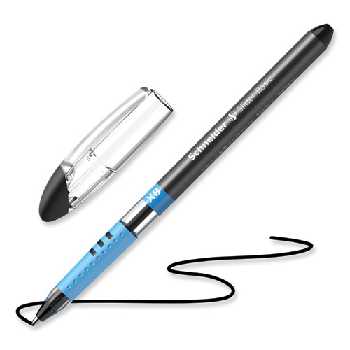 Picture of Slider Basic Ballpoint Pen, Stick, Extra-Bold 1.4 mm, Black Ink, Black Barrel, 10/Box