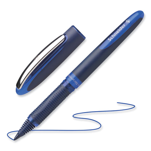 Picture of One Business Roller Ball Pen, Stick, Fine 0.6 mm, Blue Ink, Blue Barrel, 10/Box