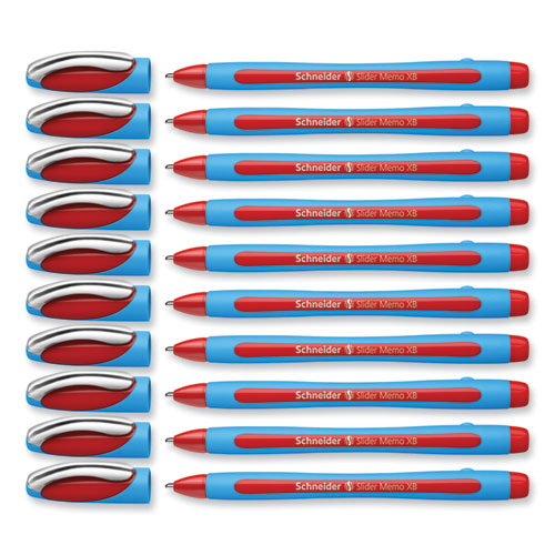 Picture of Slider Memo XB Ballpoint Pen, Stick, Extra-Bold 1.4 mm, Red Ink, Red/Light Blue Barrel, 10/Box