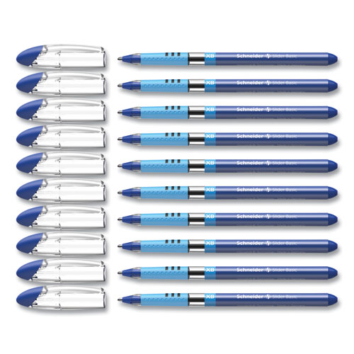 Picture of Slider Basic Ballpoint Pen, Stick, Extra-Bold 1.4 mm, Blue Ink, Blue Barrel, 10/Box