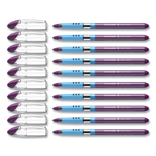 Picture of Slider Basic Ballpoint Pen, Stick, Extra-Bold 1.4 mm, Violet Ink, Violet Barrel, 10/Box