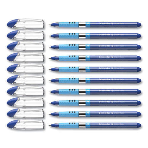 Picture of Slider Basic Ballpoint Pen, Stick, Medium 0.8 mm, Blue Ink, Blue Barrel, 10/Box