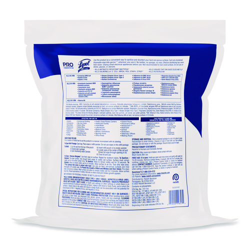 Picture of Professional Disinfecting Wipe Bucket Refill, 1-Ply, 6 x 8, Lemon and Lime Blossom, White, 800 Wipes/Bag, 2 Refill Bags/CT