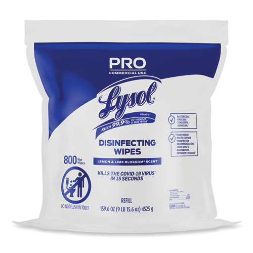 Professional+Disinfecting+Wipe+Bucket+Refill%2C+1-Ply%2C+6+x+8%2C+Lemon+and+Lime+Blossom%2C+White%2C+800+Wipes%2FBag%2C+2+Refill+Bags%2FCT