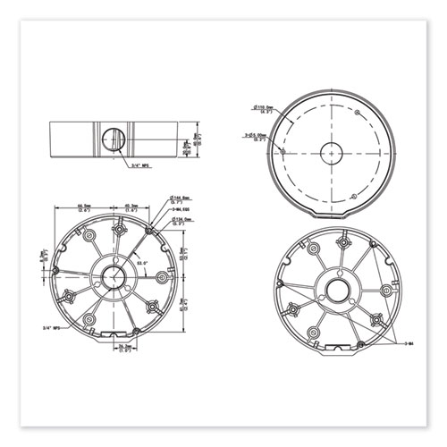 Picture of Fixed Dome Junction Box, 4.96 x 4.96 x 1.42, Black/White
