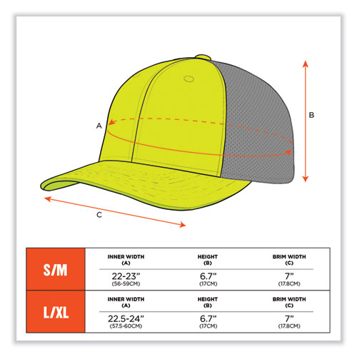 Picture of GloWear 8931 Reflective Stretch-Fit Hat, Cotton/Polyester, Small/Medium, Hi-Vis Lime