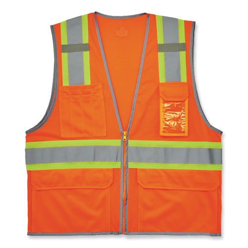 Picture of GloWear 8246Z-S Single Size Class 2 Two-Tone Mesh Vest, Polyester, X-Large, Orange