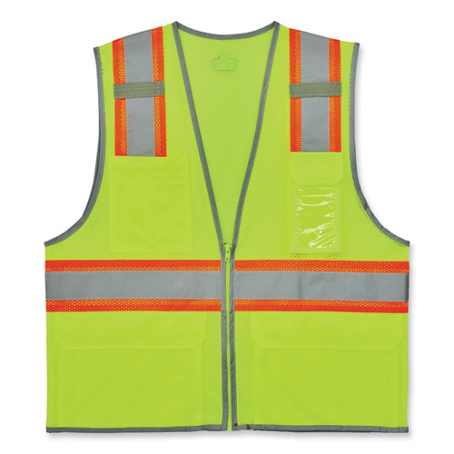 Picture of GloWear 8246Z-S Single Size Class 2 Two-Tone Mesh Vest, Polyester, 4X-Large, Lime